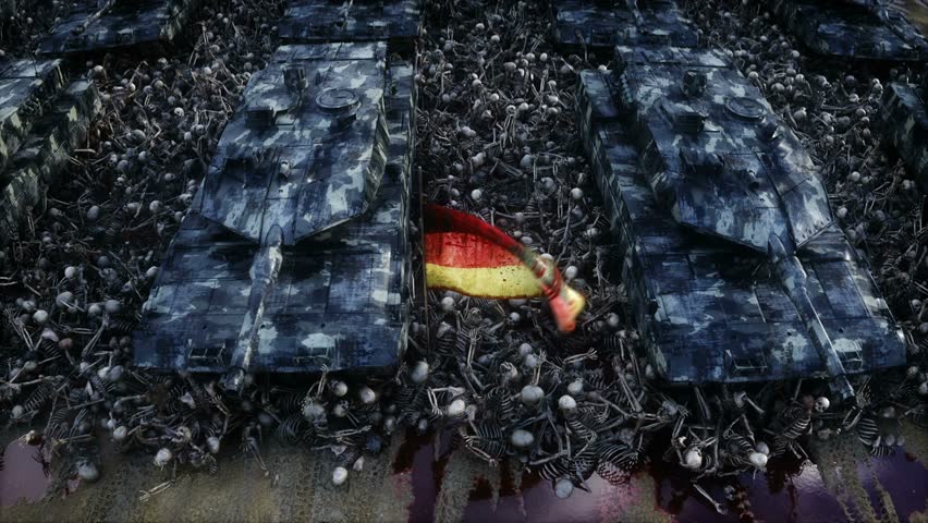 Germany military tanks leopards and skulls. Help for ukraine. Anti war concept.