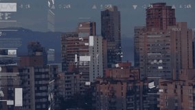 Animation of data processing and stock market over cityscape. Global technology and digital interface concept digitally generated video. - Powered by Shutterstock - Get 15% off with code: PIKWIZARD15