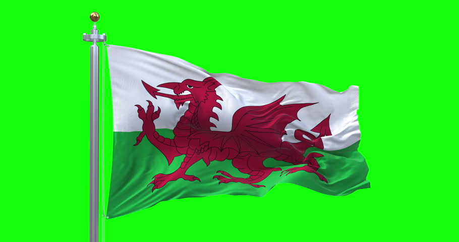 Wales Flag. 4K 3D Realistic Waving Flag with Green Screen (Perfect Loop) Royalty-Free Stock Footage #3459363223