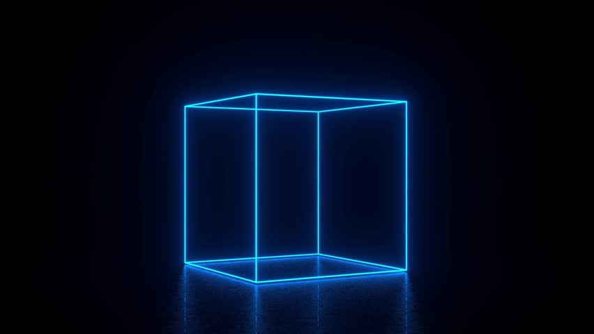 Digitally generated, 4K Resolution, Loopable, Abstract 4K Neon Ultraviolet Fluorescent Light, Turning cube shape, Animation, Black Background. Royalty-Free Stock Footage #3459365227