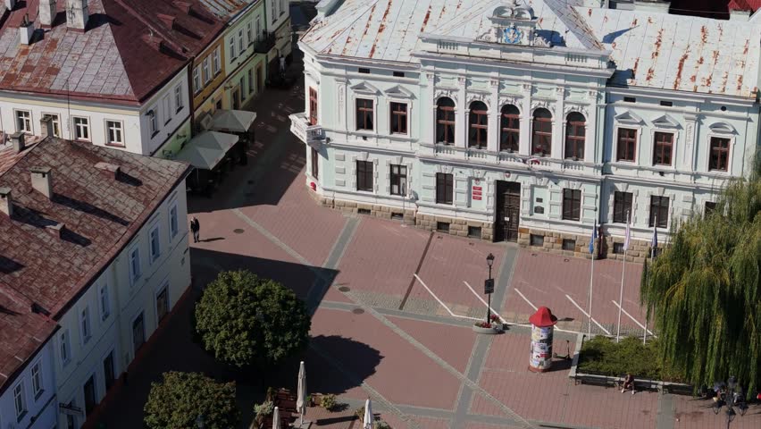 Beautiful Council Old Town Market Square Sanok Aerial View Poland