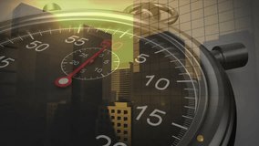 Animation of timer and shapes over cityscape. Global business, time and digital interface concept digitally generated video. - Powered by Shutterstock - Get 15% off with code: PIKWIZARD15