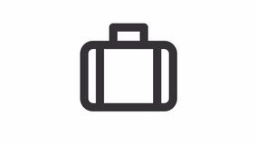 Animated luggage icon. Suitcase transformation line animation. Business travel. Hospitality service. Black illustration on white background. HD video with alpha channel. Motion graphic