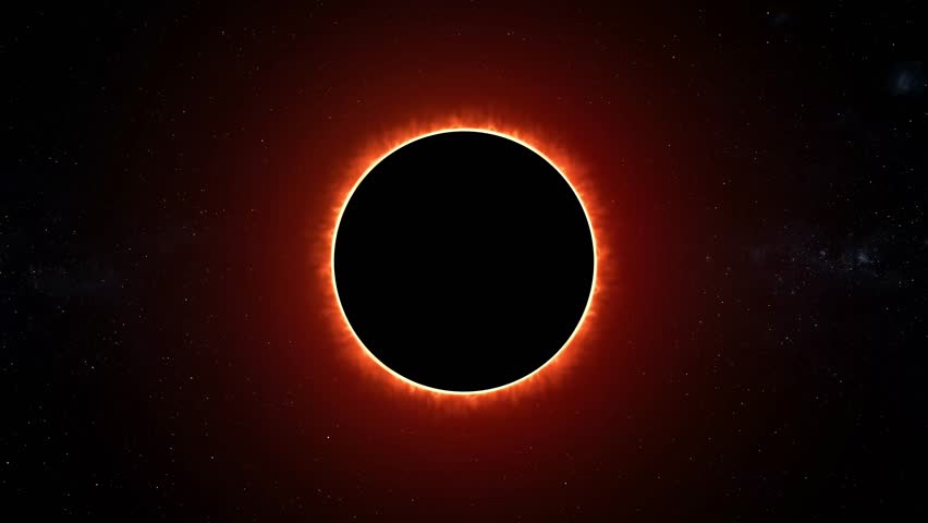 Solar eclipse isolated in background 3d rendered video clip Royalty-Free Stock Footage #3459498503