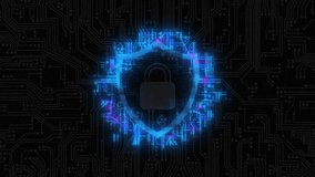 Cyber Security Shield With Digital Glowing Circuit Lines Animation. 4K - Powered by Shutterstock - Get 15% off with code: PIKWIZARD15