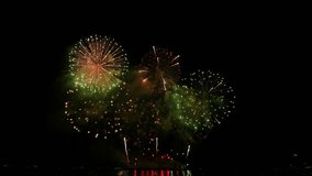 4k,real fireworks background.fireworks show.abstract blur of real golden shining fireworks with bokeh lights in the night sky.New year's eve fireworks celebration - Powered by Shutterstock - Get 15% off with code: PIKWIZARD15
