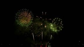 4k,real fireworks background.fireworks show.abstract blur of real golden shining fireworks with bokeh lights in the night sky.New year's eve fireworks celebration - Powered by Shutterstock - Get 15% off with code: PIKWIZARD15