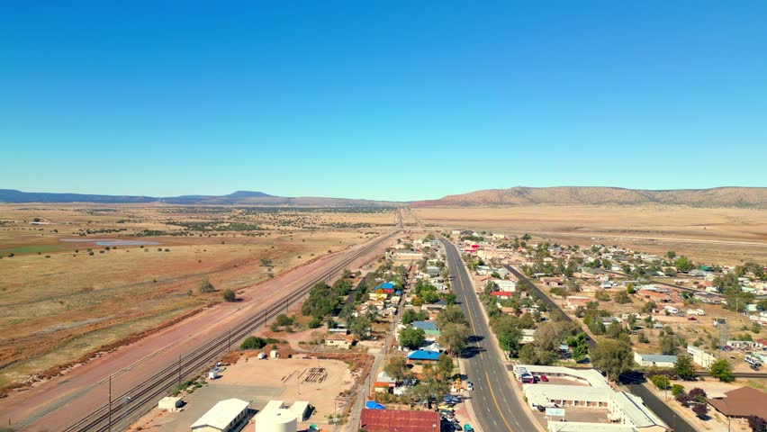 Aerial View Of Route 66 In Seligman, Arizona, USA.