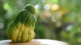 Buddha’s fingers or citrus medica fruit on nature background.