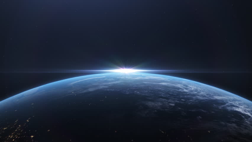 Image of the earth rotating in the back with the bottom half of the screen up