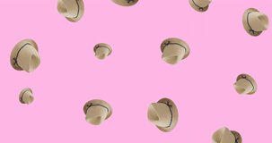 Animation of straw hats on pink background. Fashion, accesories and clours concept digitally generated video.