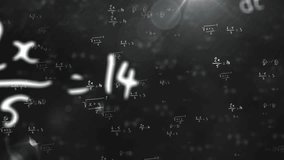 Animation of mathematical equations over light trails on black background. Global science, equations, computing and digital interface concept digitally generated video. - Powered by Shutterstock - Get 15% off with code: PIKWIZARD15