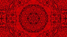 Red pencil sketch style animation of the kaleidoscope geometric pattern