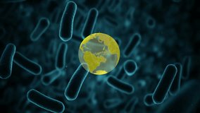 Animation of globe with cells on black background. Global medicine, science, technology and digital interface concept digitally generated video. - Powered by Shutterstock - Get 15% off with code: PIKWIZARD15