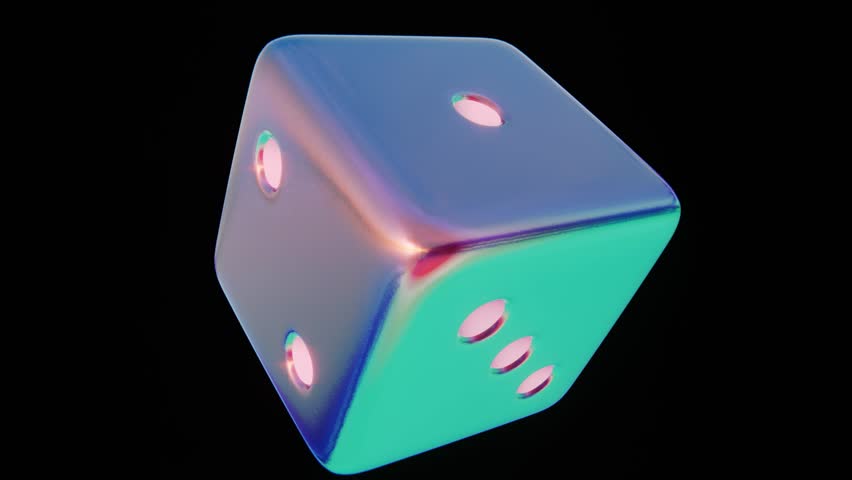 Abstract 3D neon metallic reflective dice cube twist retro disco groovy funky game chance luck fortune success motion seamless loop animation 4K 30 fps wallpaper background Royalty-Free Stock Footage #3459792449