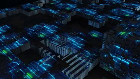 Abstract digital data, tech cube box, Sci-Fi Neon Glowing Lights in dark background. Microprocessor Symbolizing Generative AI processes - Powered by Shutterstock - Get 15% off with code: PIKWIZARD15