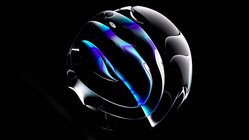 3d render abstract art video animation with surreal glass sphere or ball in deformation transformation process with purple color lines inside on isolated black background Royalty-Free Stock Footage #3460020813