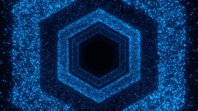 Blue digital neon particles hexagon tunnel loop animation - Powered by Shutterstock - Get 15% off with code: PIKWIZARD15