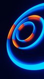 Vertical video blue and orange neon circles loop animation background