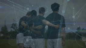 Animation of network of connections over diverse rugby players. Global sports, connections, computing and data processing concept digitally generated video. - Powered by Shutterstock - Get 15% off with code: PIKWIZARD15