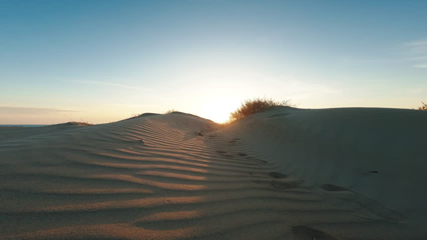 Over sandy Dunes at sunset 