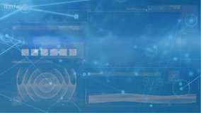 Animation of network of connections and scopes over blue background. Global connections, computing and data processing concept digitally generated video. - Powered by Shutterstock - Get 15% off with code: PIKWIZARD15