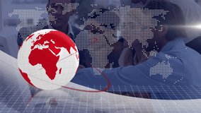 Animation of data processing and globe over diverse business people using computer. Global finance, business, connections, computing and data processing concept digitally generated video. - Powered by Shutterstock - Get 15% off with code: PIKWIZARD15