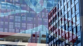 Animation of flag of uk and eu over modern office building. Global business, finances, computing and digital interface concept digitally generated video. - Powered by Shutterstock - Get 15% off with code: PIKWIZARD15