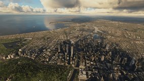 3D - Top aerial drone view of the city of Melbourne overlooking Queensbridge. Australia