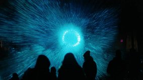 Abstract pattern of laser show rays with human contours in darkness - Powered by Shutterstock - Get 15% off with code: PIKWIZARD15