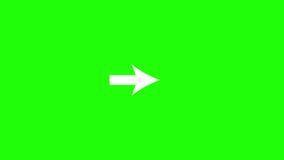 Highlight arrow shape elements of Motion graphics with Green Screen. Arrow pointing to the right side on Green Screen. Video animation of arrow sign. 4K Animated direction sign Green Screen.