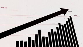 Dynamic financial growth chart with rising trend line, increasing bars, and upward black arrow on a white background with red accents illustrating positive business trends. - Powered by Shutterstock - Get 15% off with code: PIKWIZARD15