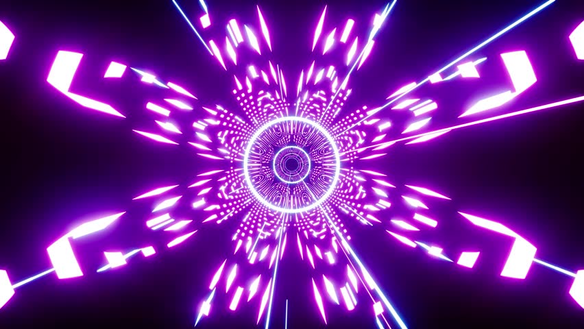 VJ loop background of shining blur rays in the abstract purple patterns