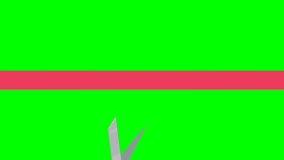 Animation of scissors cutting a red ribbon on a green screen, transparent background with alpha channel in flat design style - Powered by Shutterstock - Get 15% off with code: PIKWIZARD15