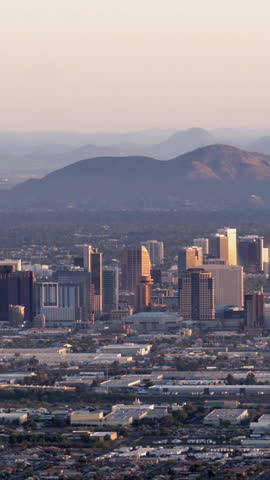 Phoenix Skyline Pan Left Establishing Shot Vertical Video Background