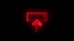 neon animation of downloading symbol, arrow animation on black transparent background with alpha channel. Creative modern downloading arrow process icon