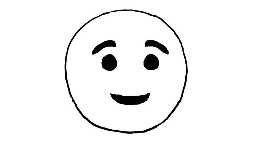 Black and white sketchy style winking emoticon drawing loop animation