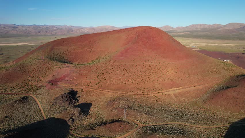 CALIFORNIA - 2.22.2024 - Excellent aerial footage approaching red volcanic formations in California