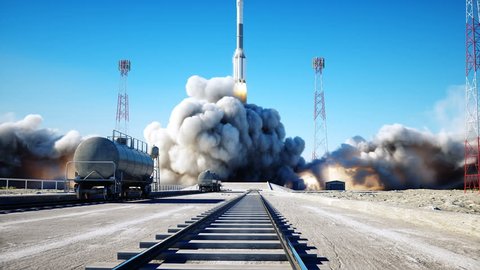 Rocket Launch Animation Daylight Space Launch Stock Footage Video (100% ...