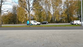 Time lapse clip of city road with a traffic in Riga city,Latvia.Side view.