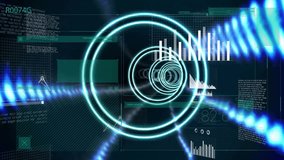 Animation of digital data processing over scope scanning on dark background. Global connections, computing and data processing concept digitally generated video. - Powered by Shutterstock - Get 15% off with code: PIKWIZARD15