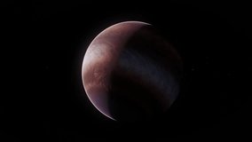 Giant alien gas planet in deep dark outer space. 3D animation and artistic concept of big Jupiter-like exoplanet. Space exploration and planetary science discovery of extrasolar cosmic phenomena. - Powered by Shutterstock - Get 15% off with code: PIKWIZARD15