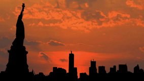 New York City (NYC) Skyline Silhouette Sunrise Time Lapse. Statue of Liberty - Powered by Shutterstock - Get 15% off with code: PIKWIZARD15