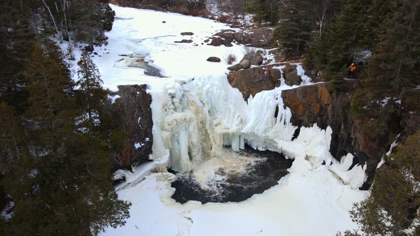 Beautiful view of winter in Gooseberry Falls State Park.