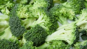Broccoli close up. horizontal footage Broccoli, rotation background