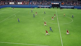 Launching a new digital gaming football computer simulator. Controlling the players in a digital football video gaming challenge. Scoring a bicycle kick goal in a digital football gaming match.
