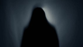 A dark silhouette of a woman behind a mat curtain, illuminated by a beam of light. The woman touches the curtain. The afterlife, the otherworld. - Powered by Shutterstock - Get 15% off with code: PIKWIZARD15