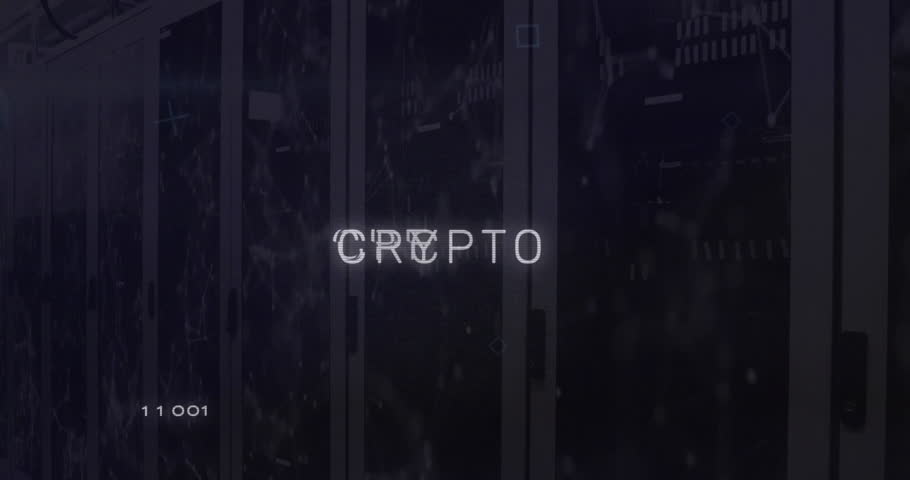 Animation of crypto text and digital data processing over computer servers. Global cryptocurrency, finance, connections, computing and data processing concept digitally generated video. Royalty-Free Stock Footage #3460980073