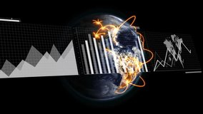 Animation of digital data processing over globe on black background. Global connections, computing and data processing concept digitally generated video. - Powered by Shutterstock - Get 15% off with code: PIKWIZARD15