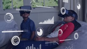 Animation of icons and data processing over biracial girl using vr headset. Global connections, computing and data processing concept digitally generated video. - Powered by Shutterstock - Get 15% off with code: PIKWIZARD15